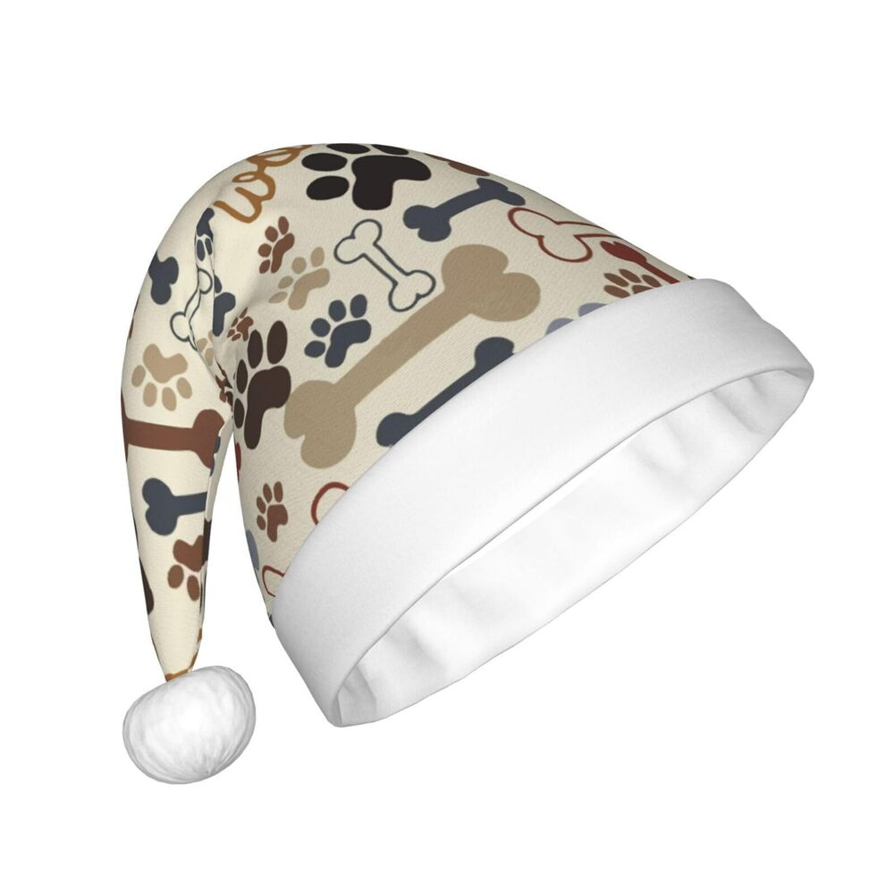 4401 Dog Paw Prints Bones Christmas Santa Hat for Adults, Unisex Classic